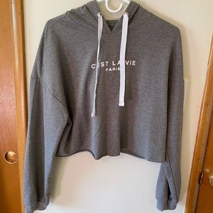 Shein C’est La Vie Crop Hoodie